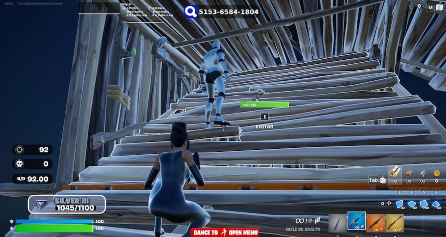 Prueba del control en el videojuego Fortnite